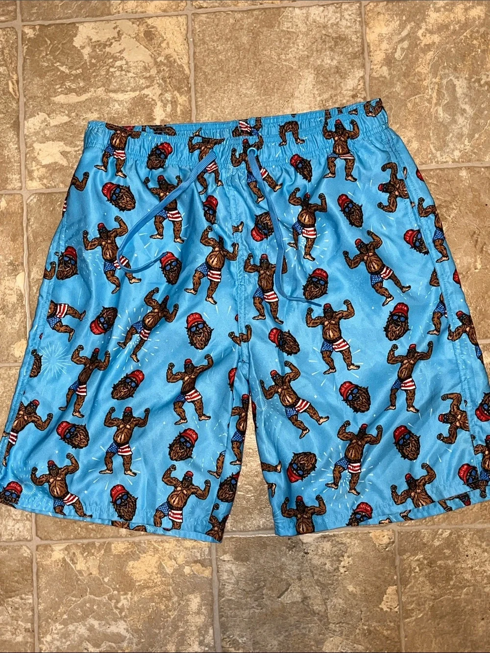 Men's Canyon Creek Blue Printed Swim Trunks